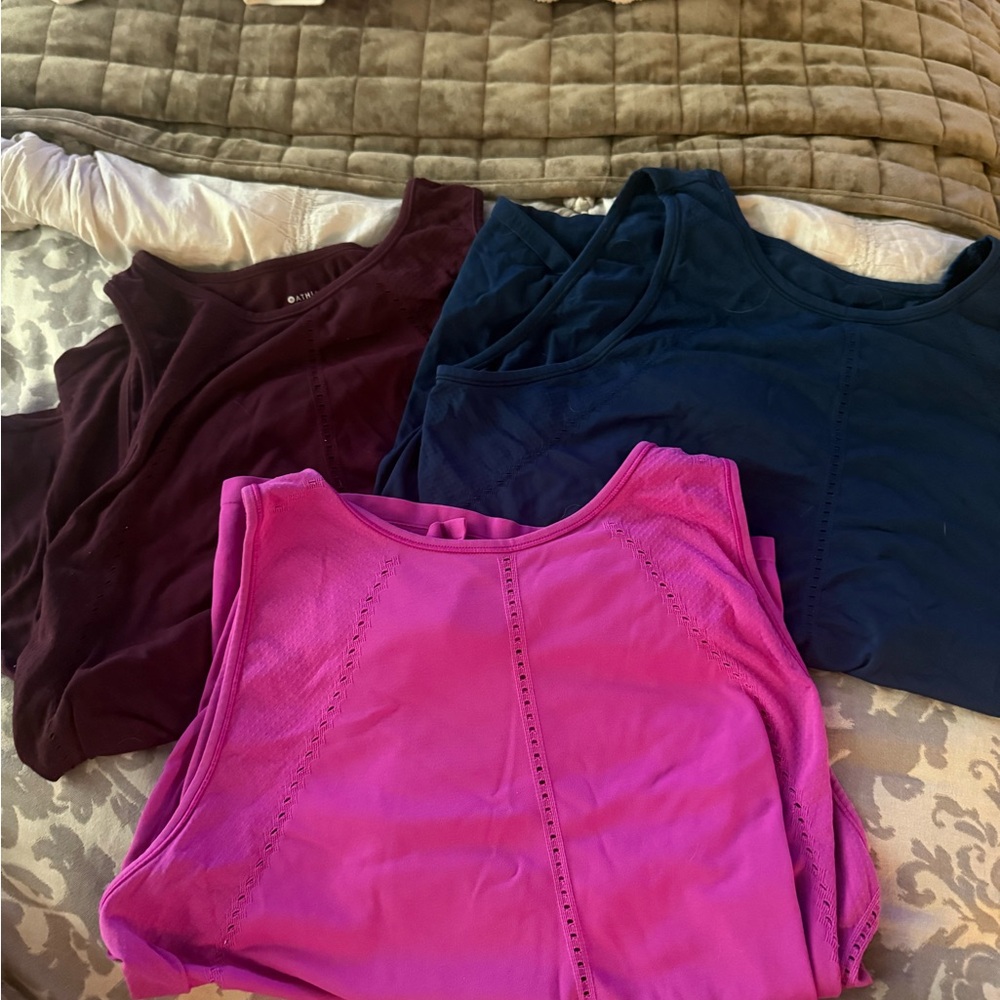 Athleta Foothills Tanks - Vibrant Pink (XL), Blue (L) and Burgundy (L)